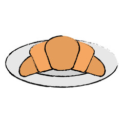 dish with delicious croissant bread icon