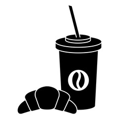 coffee in plastic container with croissant