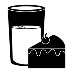 sweet cake portion with milk glass