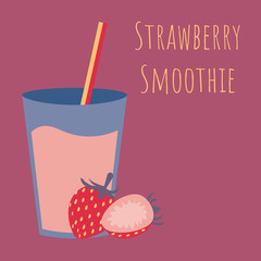 Healthy natural cocktail drink with sweet strawberry. Fresh organic strawberries smoothie.
