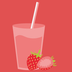Healthy natural cocktail drink with sweet strawberry. Fresh organic strawberries smoothie.
