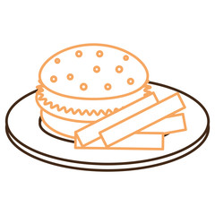 dish with french fries and burger