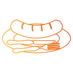 dish and cutlery with sausage