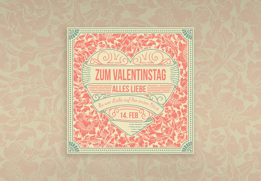 Digitales Retro-Layout zum Valentinstag