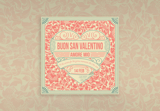 Layout digitale r&eacute;tro per San Valentino