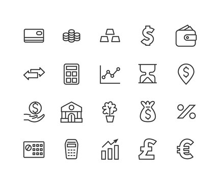 Simple Set of Finance Related Vector Line Icons. Editable Stroke. 48x48 Pixel Perfect.