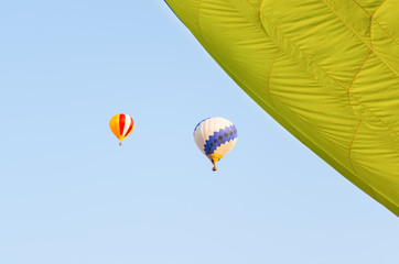 Colorful of hot air balloon on blue sky background