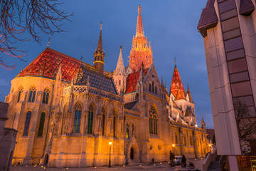 Fototapeta premium Historical building church of the priest Mathias in the fisherman bastion of Budapest, Hungary