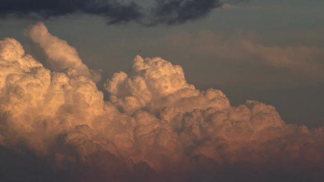 Pink Sunset Boiling Cumulus Clouds Time Lapse