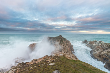 the sea crashes hard on the coasts of Galicia, with beautiful impressive waves, worthy of contemplation