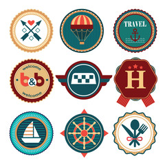 set of vector  labels for touristic service