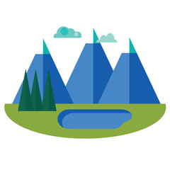Obraz premium vector flat style illustration of mountain landscape