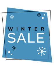 Geometric Winter sale sign. Letter size vector file. Winter themed clearance, discount, advertising signage for business promotions. Seasonal sale graphic for display, tags, banners, posters, website.