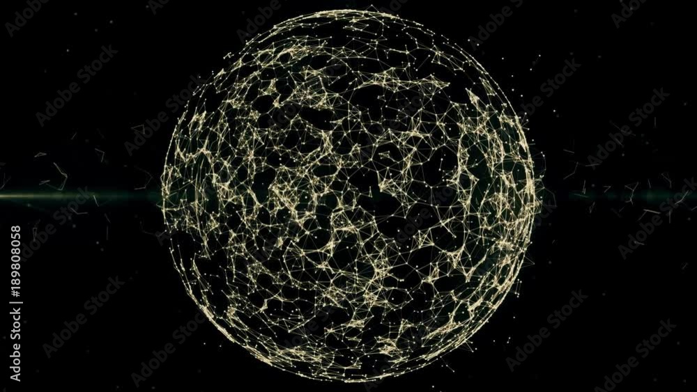 Poster a sphere made of animated connected lines shows the globe rotating and transforming against a dark g