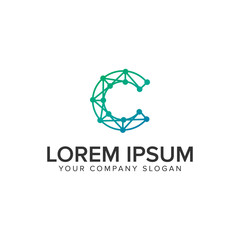 letter C dot technology logo design concept template. fully editable vector