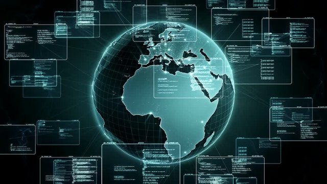 Software source code and program data in the virtual space. Perfect to use as a technology or futuristic background. Available in multiple color options. Green color. Seamless loop. 4K