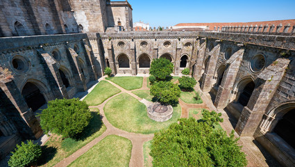 A cloister circumjacent the interior courtyard of Cathedral (Se) of Evora. Portugal