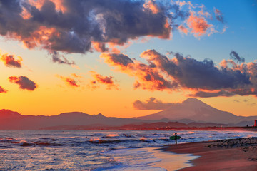 湘南からの富士の夕焼け
