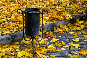 urn in autumn park
