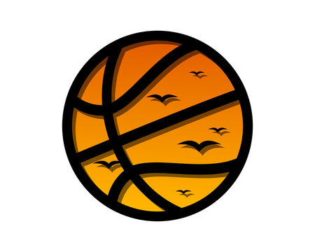 basketball dusk sport equipment image vector icon logo