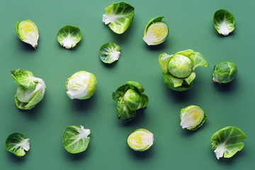 Top view of abstract green background of cabbage.