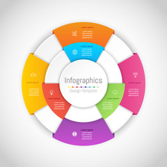 Infographic design elements for your business data with 7 options, parts, steps, timelines or processes. Vector Illustration.