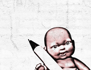 baby witn pen