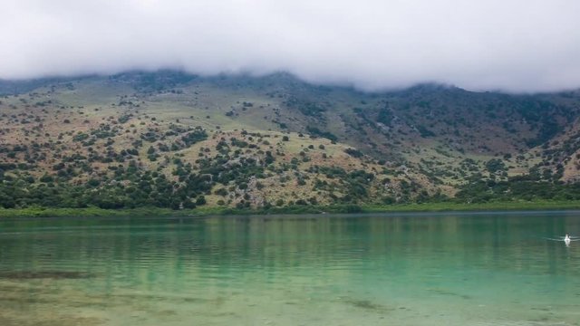 greece lake crete panoramic nature
