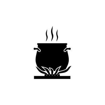 Cooking on fire vector icon