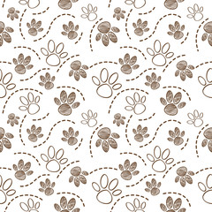 Fototapeta premium dog pet foot draw seamless pattern