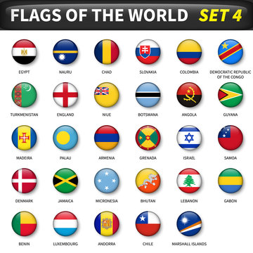 All flags of the world set 4 . Circle and convex design