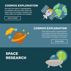 Obraz premium Cosmos exploration and space research promotional posters set