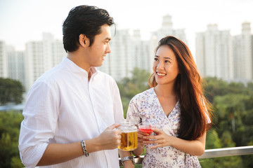 Young asian couple dating