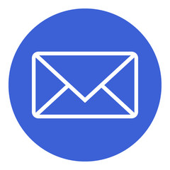 INCOMING MESSAGE button. ENVELOPE icon in blue circle. Vector.
