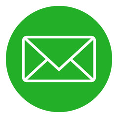 NEW MESSAGE button. ENVELOPE icon in green circle. Vector.