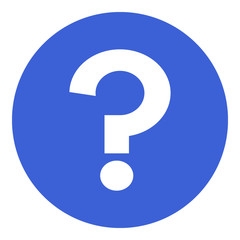Question mark (FAQ) in blue circle. Vector icon.