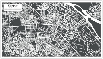 Kanpur India City Map in Retro Style. Outline Map.