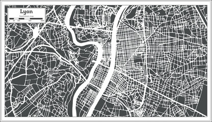 Obraz premium Lyon France City Map in Retro Style. Outline Map.