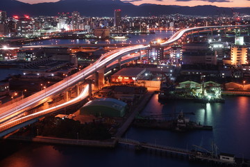 Fototapeta na wymiar 福岡ポートタワーからの福岡市　都市風景　夜景