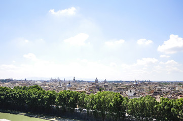 Panorama view of St. Peter's Basilica square and Rome city, Rome Italy