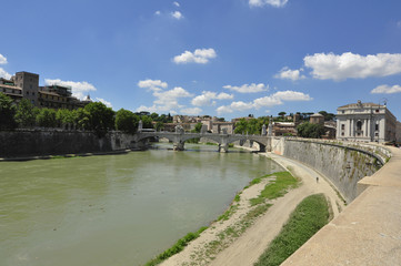 Obraz premium St. Angel’s bridge see from river in Rome city, Italy