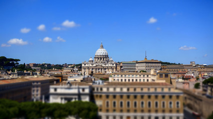 Fototapeta premium Panorama View of St. Peter's Basilica from St. Angel's castle, Rome Italy