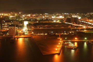 福岡ポートタワーからの福岡市　都市風景　夜景