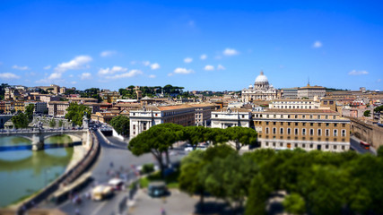 Fototapeta premium Panorama View of St. Peter's Basilica from St. Angel's castle, Rome Italy