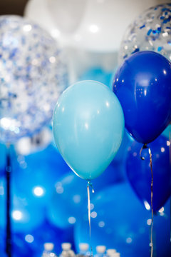 Party blue balloons background