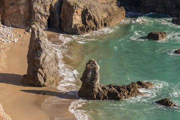 Coast and cliffs at Flimston Bay near Castlemartin in Pembrokeshire, Wales, UK