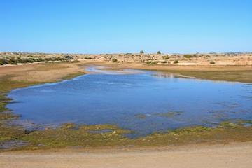 View of a lake in the nature reserve, Alvor, Algarve, Portugal.