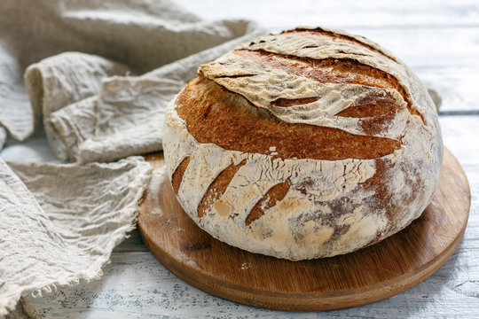 Vermont Sourdough Bread From Wheat And Rye.