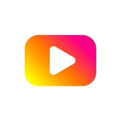Colorful play button. Flat gradient icon. Isolated sign for web. Vector
