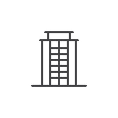Residential building, office line icon, outline vector sign, linear style pictogram isolated on white. Skyscraper symbol, logo illustration. Editable stroke